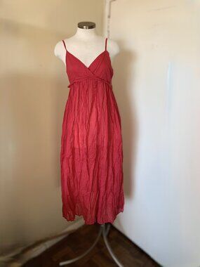 IRIS & INK BOHO RED MAXI DRESS THIN 100% COTTON MADE IN ITALY SIZE S